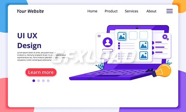 Ui Ux Concept People Creating Application Content Text Place Website Landing Page Template