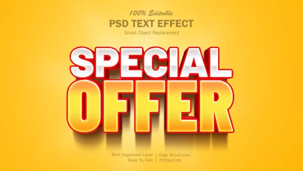 Special Offer 3D Photoshop Editable Text Effect
