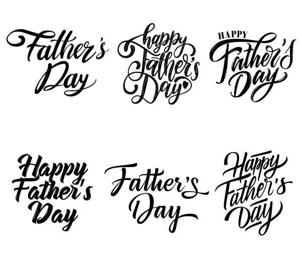 Happy Fathers Day Calligraphy Typography Set Vector