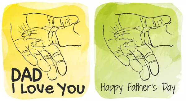 Happy Fathers Day Concept Line Art Daddy Baby Hands