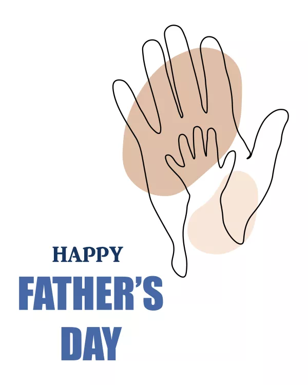 Happy Fathers Day Continuous One Line Drawing Hand Father Child