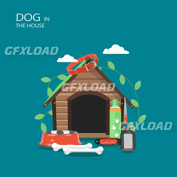 Dog House Flat Style Illustration