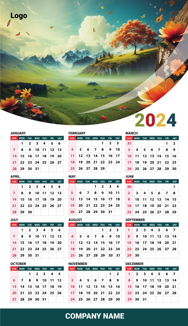 2024 Calendar Vector Design
