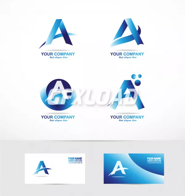 company logo icon element template alphabet letter a blue 3d