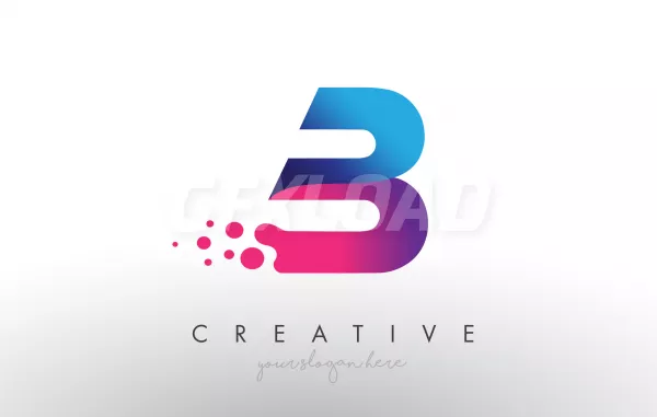 B Letter Design With Creative Dots Bubble Circles