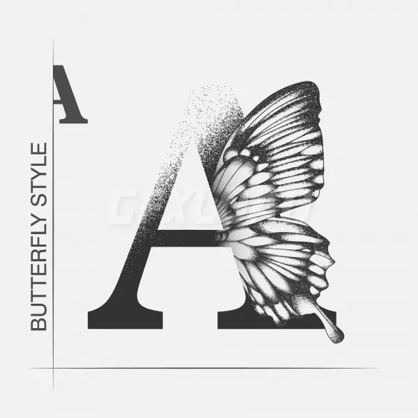 Letter A With Butterfly Silhouette