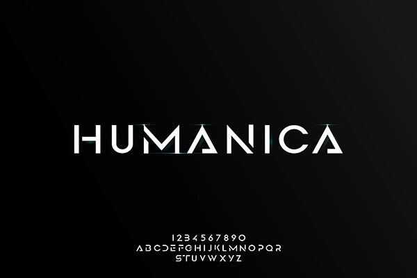 Humanica Abstract Futuristic Alphabet Font With Technology Theme Modern Minimalist Typography Design
