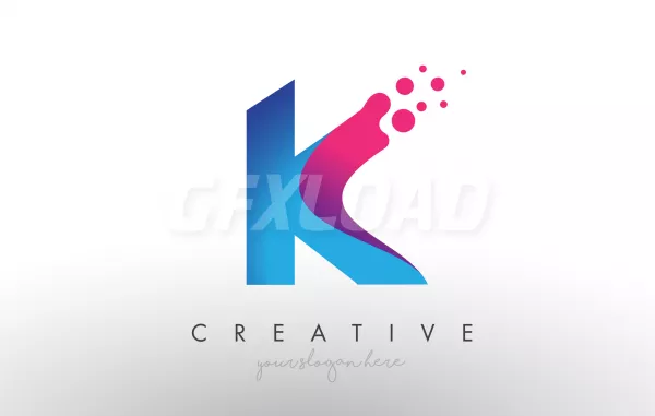 K Letter Design With Creative Dots Bubble Circles