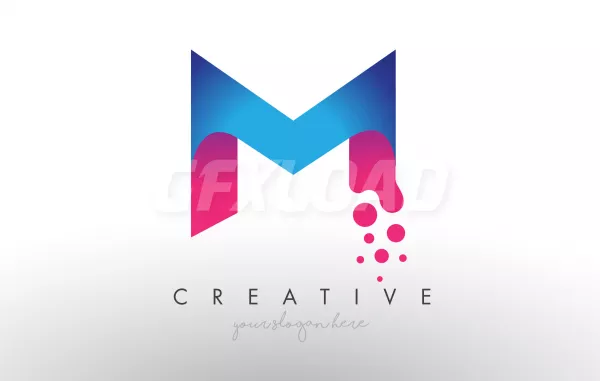 M Letter Design With Creative Dots Bubble Circles