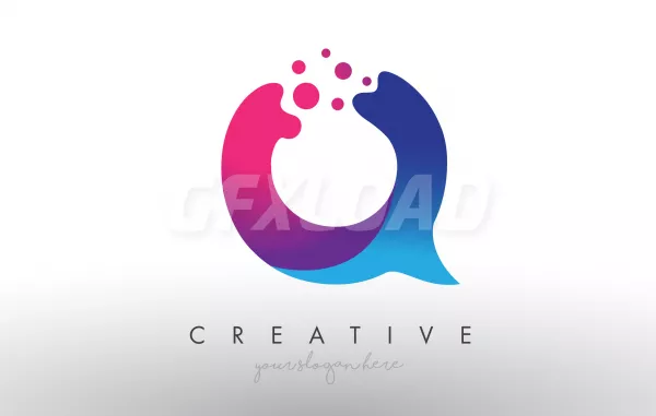 Q Letter Design With Creative Dots Bubble Circles
