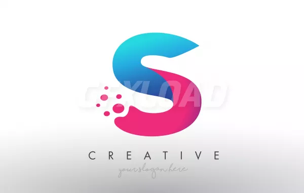 S Letter Design With Creative Dots Bubble Circles