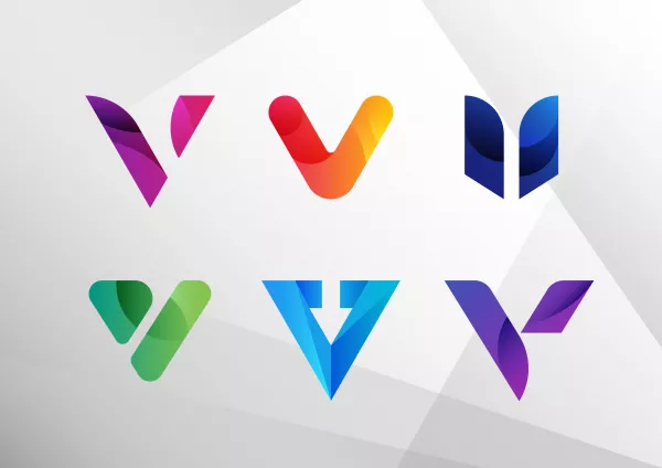 Modern Abstract Gradient V Logo Set