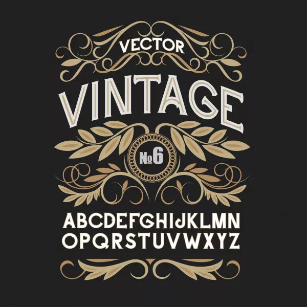 Vintage Label Font Alcohol Label Style