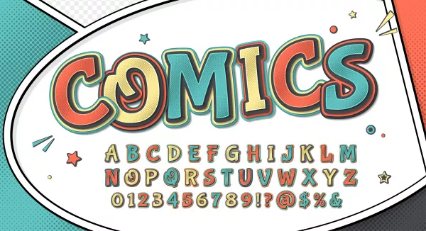 Comics Font Cartoonish Retro Alphabet Comic Book Page