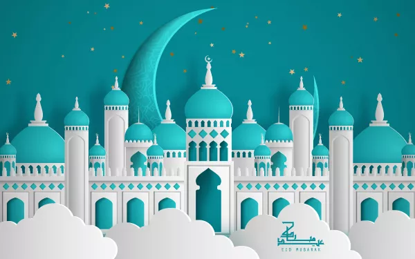 Islamic Beautiful Design Template Mosque With Moon Stars